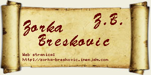 Zorka Brešković vizit kartica